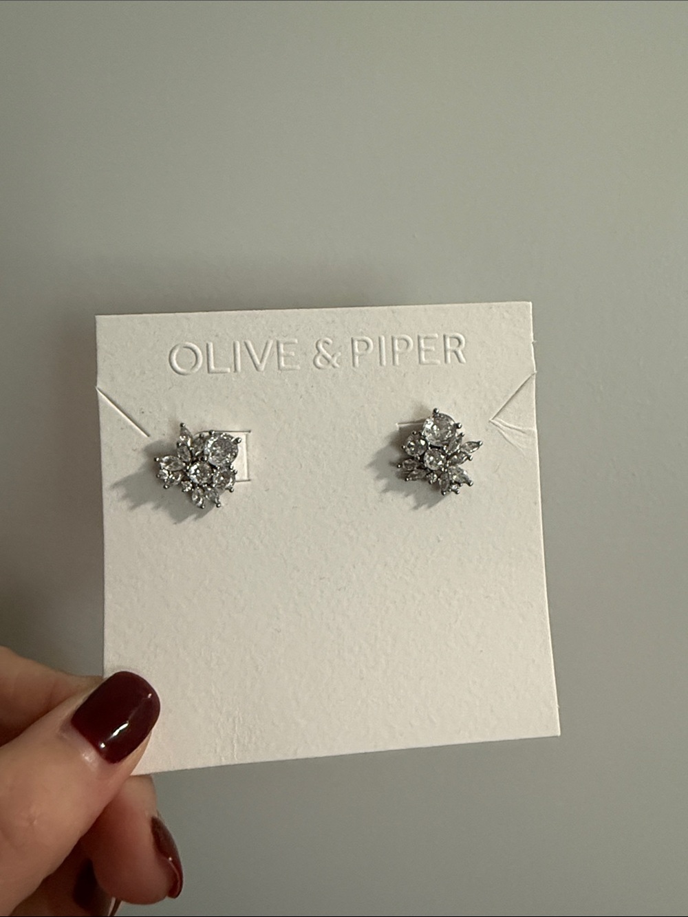 Olive & Piper Silver Crystal Cluster Stud Earrings - Silver
